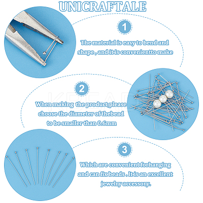 300Pcs 304 Stainless Steel Ball Head Pins STAS-UN0049-23-1
