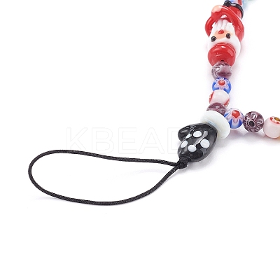 Handmade Lampwork Beaded Mobile Straps for Christmas HJEW-JM00446-05-1