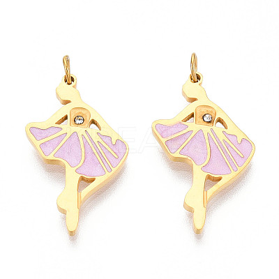 304 Stainless Steel Enamel Pendants STAS-N115-01D-G-1