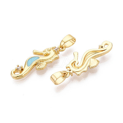 Brass Micro Pave Cubic Zirconia Pendants KK-C093-20G-01-1