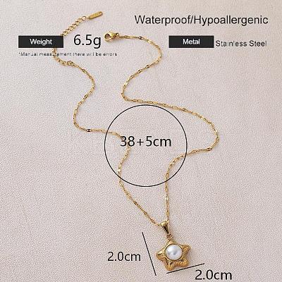 Vintage 304 Stainless Steel Ocean Starfish Pendant Necklaces with Imitation Pearl for Women EC5636-1