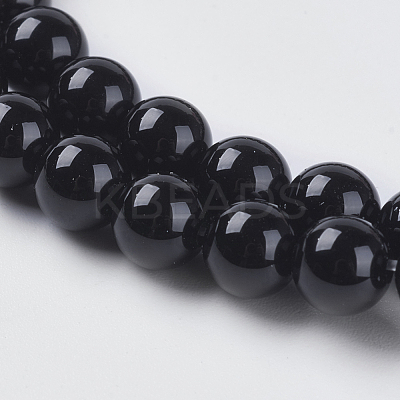 Natural Black Onyx Beads Strands G-G591-6mm-06-1