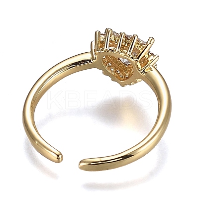 Brass Micro Pave Clear Cubic Zirconia Cuff Rings RJEW-P006-09G-1