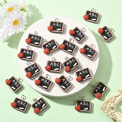 20Pcs Study Theme Opaque Resin Pendants RESI-YW0004-52-1