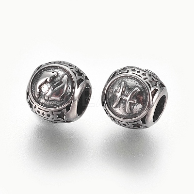316 Surgical Stainless Steel European Beads STAS-F195-128P-11-1