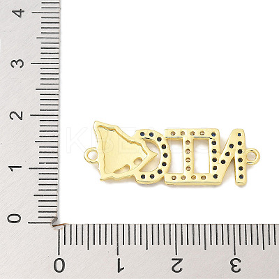 Brass Clear & Blue Cubic Zirconia Word NICE Connector Charms KK-K293-33G-1