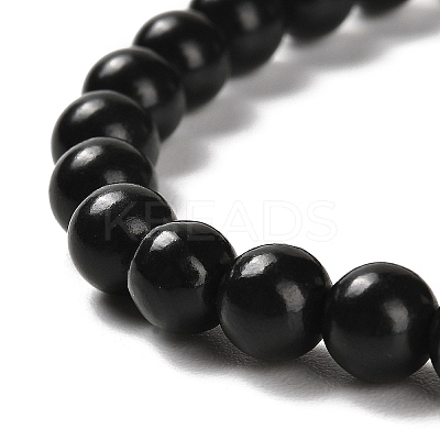 Natural Shungite Round Beaded Stretch Bracelets BJEW-NH0001-01A-1