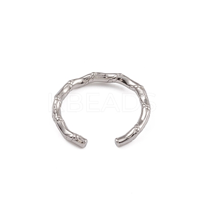 304 Stainless Steel Rattan Open Cuff Rings for Women RJEW-G285-03P-1