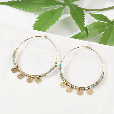 304 Stainless Steel Natural Natural Turquoise Chandelier Earrings EJEW-Z089-36G-01-1