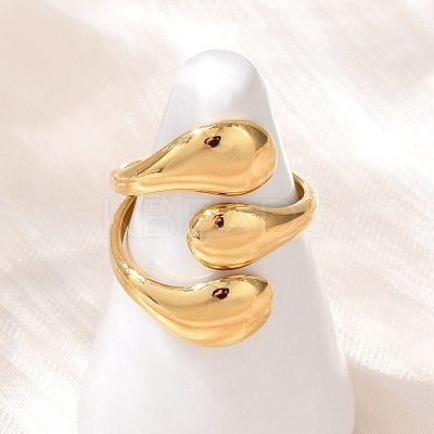 Teardrop 304 Stainless Steel Open Cuff Rings RJEW-R018-01G-01-1