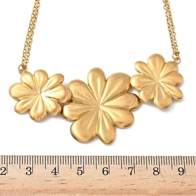 Triple Flower 304 Stainless Steel Bib Necklaces for Women NJEW-G173-03G-1