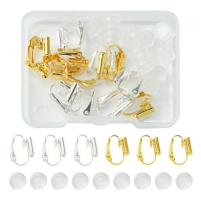 12Pcs 2 Colors Brass Clip-on Earring Converters Findings KK-FS0001-30-1