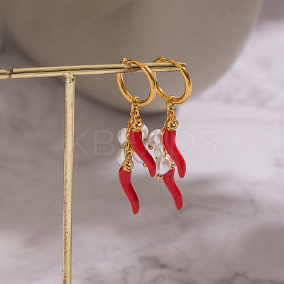 Hot Pepper 304 Stainless Steel Hoop Earrings CA2764-1