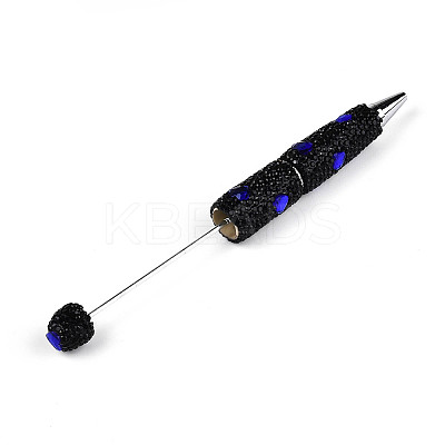 Heart Resin & Polymer Clay Pave Rhinestone Ball-Point Pen AJEW-T013-03M-1