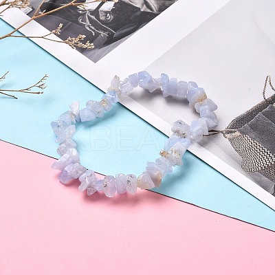 Natural Mixed Stone Chip Beaded Stretch Bracelets for Girl Women BJEW-JB06647-1