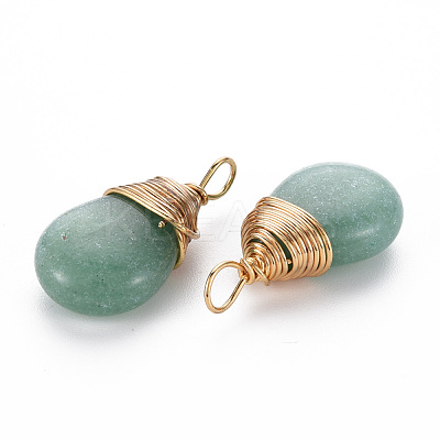 Natural Green Aventurine Pendants G-S359-294B-1