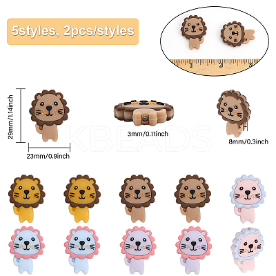 10pcs 5 colors Food Grade Eco-Friendly Silicone Beads SIL-CA0002-19-1