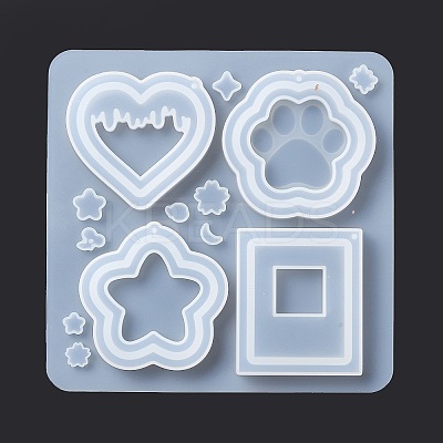 DIY PawPrint & Heart & Star & Rectangle Shaped Pendant Food-grade Silicone Molds LS-SIMO-D001-05-1