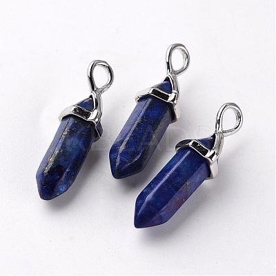 Bullet Natural Lapis Lazuli Pointed Pendants G-E332-A02-1