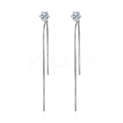 Elegant Stainless Steel Flat Round Tassel Stud Earrings BX2341-1-1