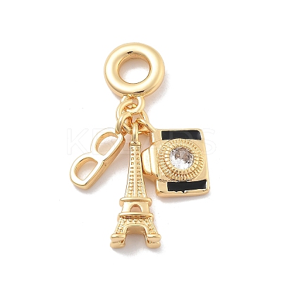 Brass Black Enamel European Dangle Charms KK-M305-19G-01-1