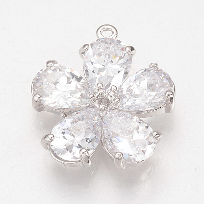 Brass Cubic Zirconia Pendants ZIRC-Q002-120P-1
