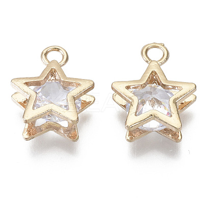Brass Micro Cubic Zirconia Charms KK-N235-034A-1