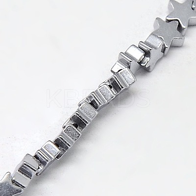 Electroplate Non-magnetic Synthetic Hematite Beads Strands G-J173-4x4mm-02-1
