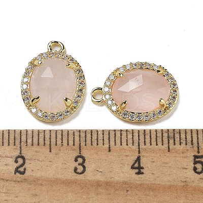 Natural Rose Quartz Faceted Oval Pendants G-I375-02G-10-1