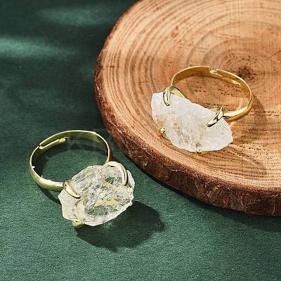 Natural Lemon Quartz Finger Rings RJEW-B122-01G-05-1