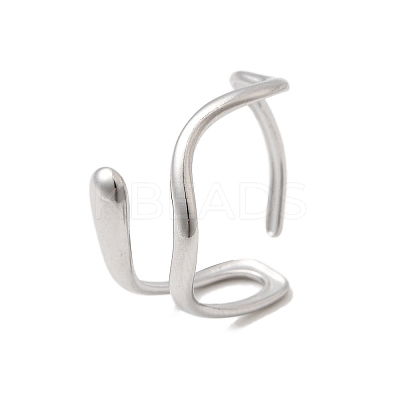 304 Stainless Steel Open Cuff Rings for Women RJEW-K313-13P-1