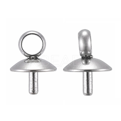 201 Stainless Steel Cup Pearl Peg Bails Pin Pendants STAS-E030-5-1
