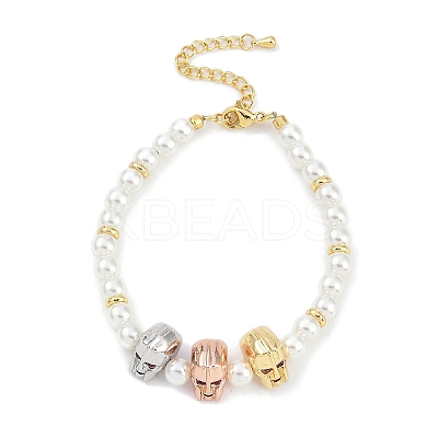 Rack Plating Brass Micro Pave Cubic Zirconia Charm Bracelets BJEW-P341-12G-01-1