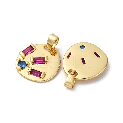 Brass Micro Pave Cubic Zirconia Pendants KK-P308-30G-1