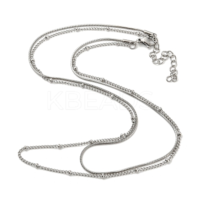 Non-Tarnish 304 Stainless Steel Double-Layer Necklace NJEW-Q321-01P-1