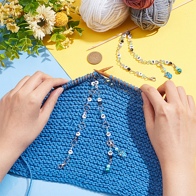 Glass & Acrylic Beaded Knitting Row Counter Chains HJEW-AB00547-1