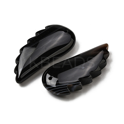 Natural Black Banded Agate(Dyed & Heated) Pendants G-F820-01G-1