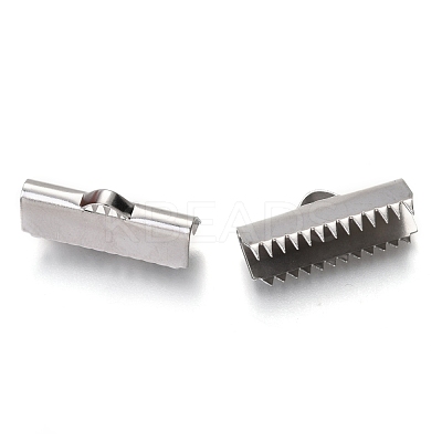 Non-Tarnish 304 Stainless Steel Ribbon Crimp Ends STAS-C018-22P-02-1