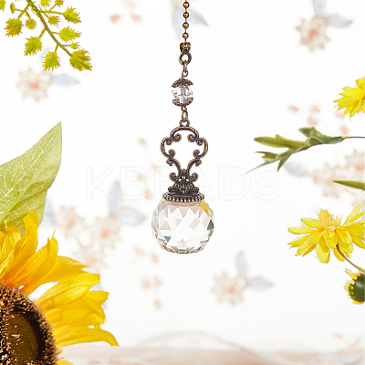 Faceted Glass Round Big Pendant Decorations HJEW-GF0001-09C-1