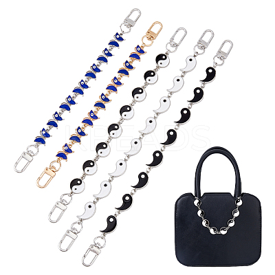 2 Sets 2 Style Alloy Enamel Butterfly with Evil Eye & Yin Yang Link Chain Purse Strap Extenders AJEW-FH0003-83-1