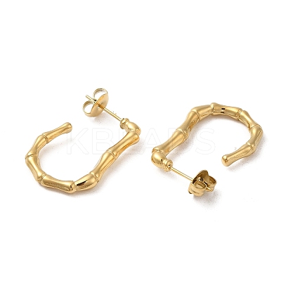 Ion Plating(IP) 304 Stainless Steel Bamboo Stick Stud Earrings EJEW-Z022-17G-1