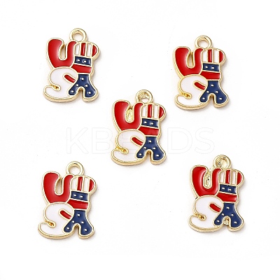 American Flag Style Alloy Enamel Pendants ENAM-M046-05G-1