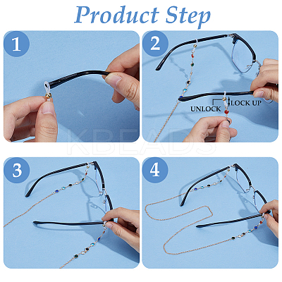 3Pcs 3 Colors Alloy Rhinestone Link Strap for Eyeglasses AJEW-CY0002-17-1