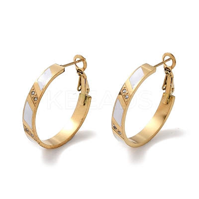 304 Stainless Steel Rhinestone Hoop Earrings for Women EJEW-L283-051G-02-1