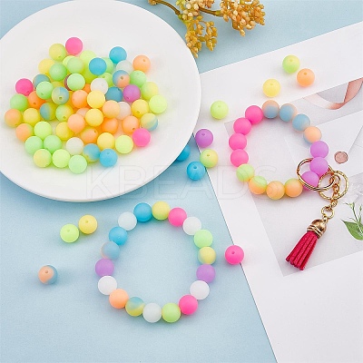 24Pcs 12 Colors Round Luminous Silicone Beads JX328A-01-1