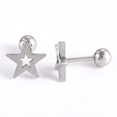Tarnish Resistant 201 Stainless Steel Barbell Cartilage Earrings EJEW-R147-09-1