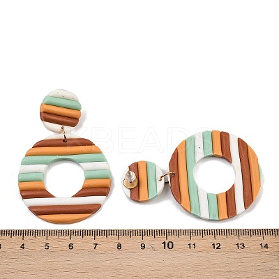 4 Pairs 4 Colors Polymer Clay Donut Dangle Stud Earrings with Iron Pins EJEW-FI0003-02-1