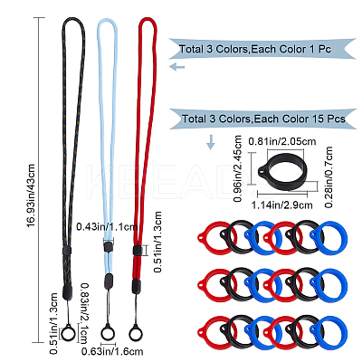 3Pcs 3 Colors Nylon Cord Neck Straps DIY-GF0008-34C-1