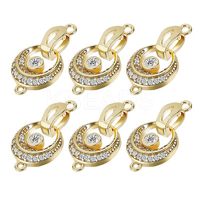  6Pcs Brass Fold Over Clasp with Crystal Rhinestone KK-CA0002-69A-1