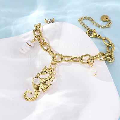 304 Stainless Steel Rhinestone Charm Bracelets BJEW-L708-09G-1